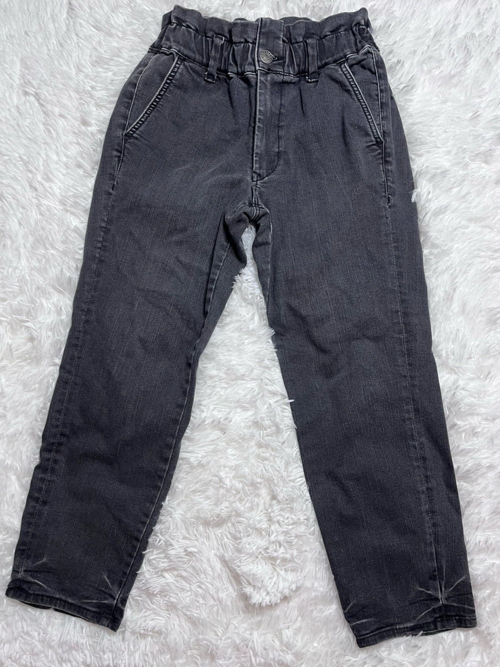 Express Women’s Black Paperbag Waist Cropped Jeans